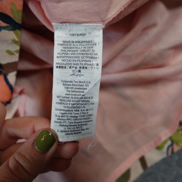 Tory Burch Dress Womens 4 Derrick Poplin Shirt Dress Pink Poppies Bloom Floral - Picture 5 of 12